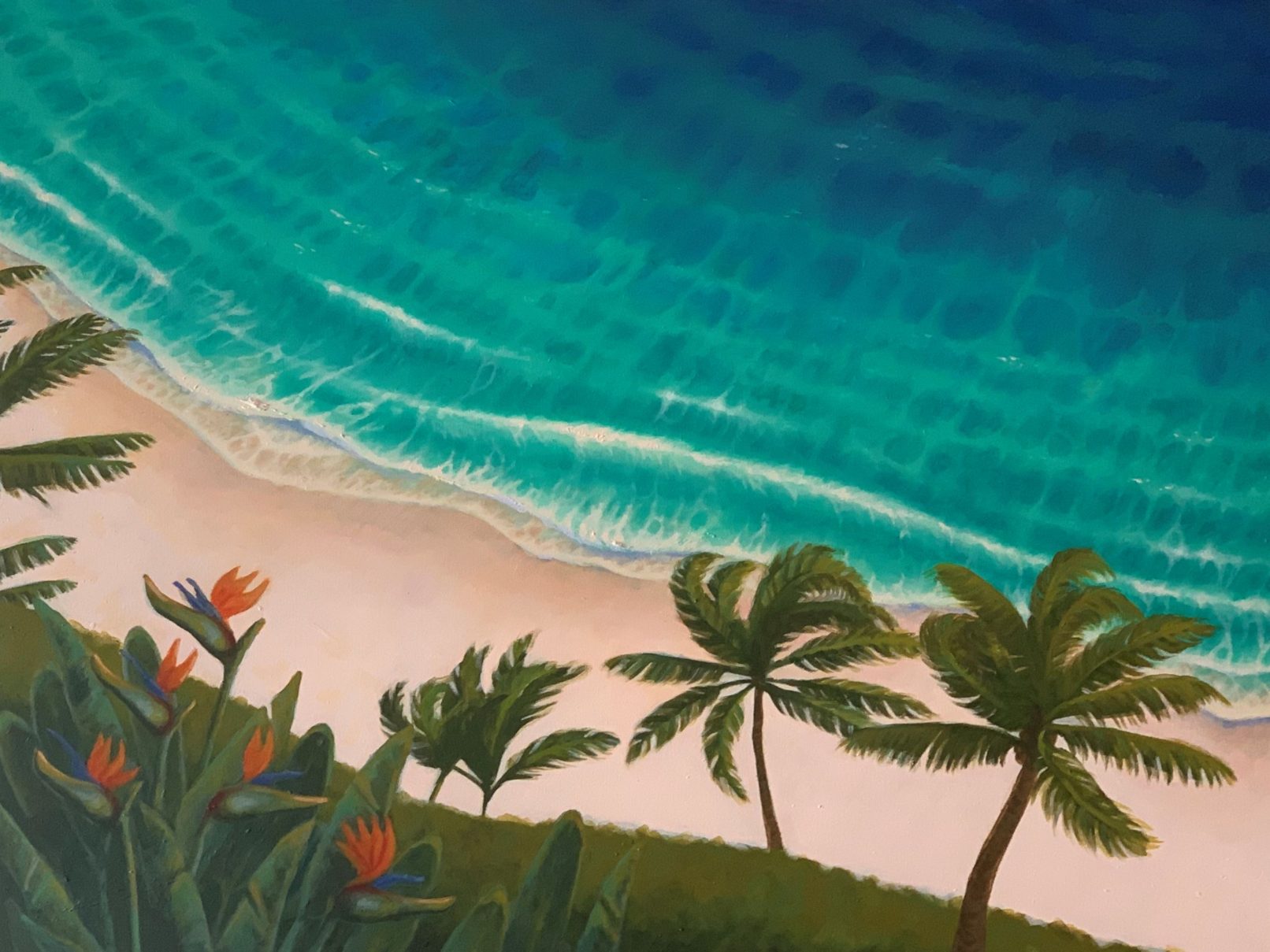 Tropical Beach Landscape Painting by artist Rhianna Rose Hixon
